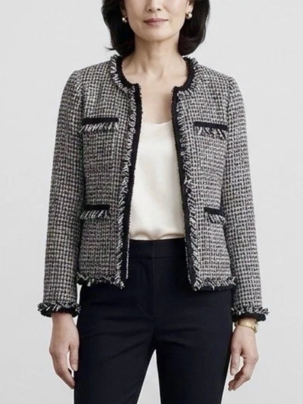 J. Crew Women’s Fringe Trim Chanel Like Multi Color Treed Lady Jacket